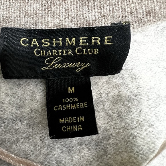 Charter Club Luxury 100% Cashmere Medium Sweater Cardigan Colorblock Grey Brown - Picture 7 of 10